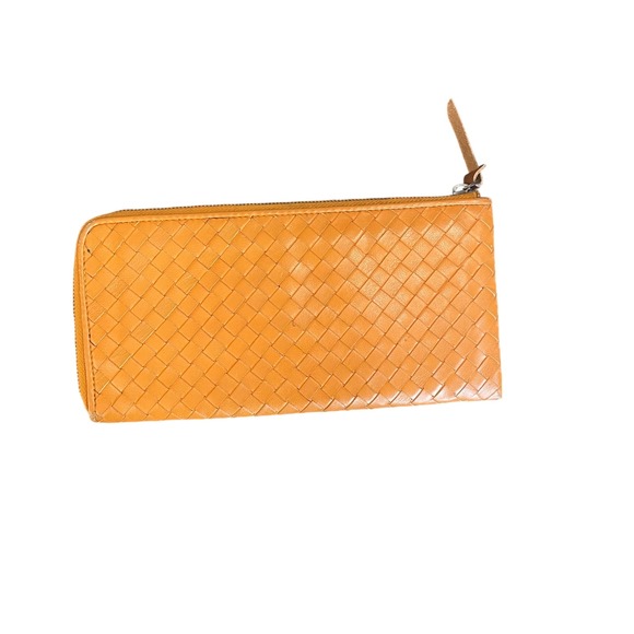 Bottega Veneta Handbags - Bottega Veneta Intrecciato Weave Zip Around Leather Wallet Orange 203808 VH0G1